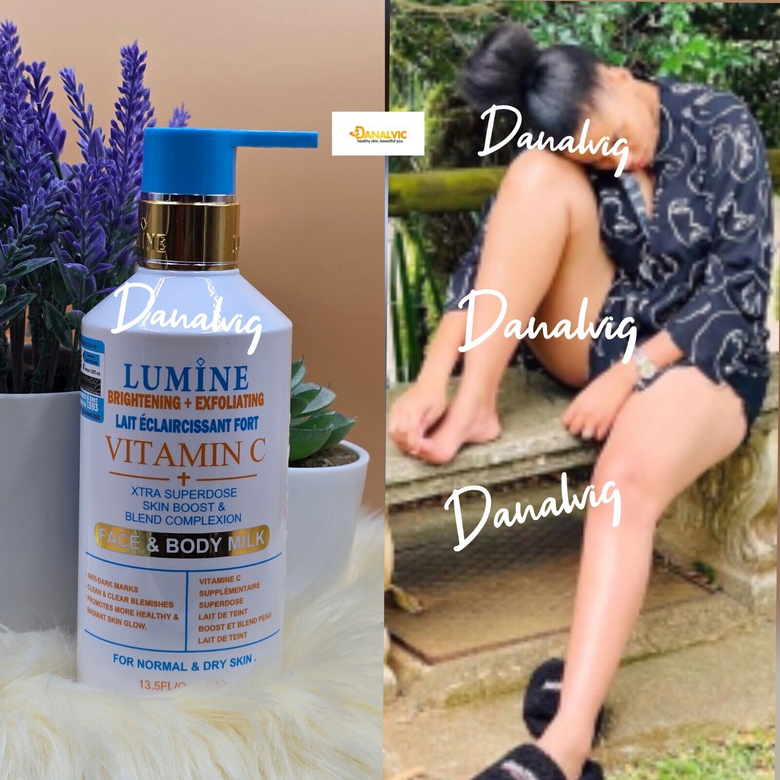 LUMINE FACE & BODY LOTION STRONG WHITENING + EXFOLIATING VIT C 400ml BODY MILK Anti - aging Ingredients with Natural Antioxidants Body Lotion Body Milk
