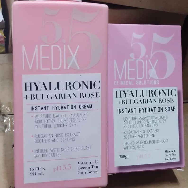 Medix 5.5 Hyaluronic Acid Cream w/Bulgarian Rose For Face & Body. Intense Hydrating Cream For Wrinkles & Fine Lines. Anti-Ageing Cream w/Goji Berry, Green Tea, Vitamin E. 444mL