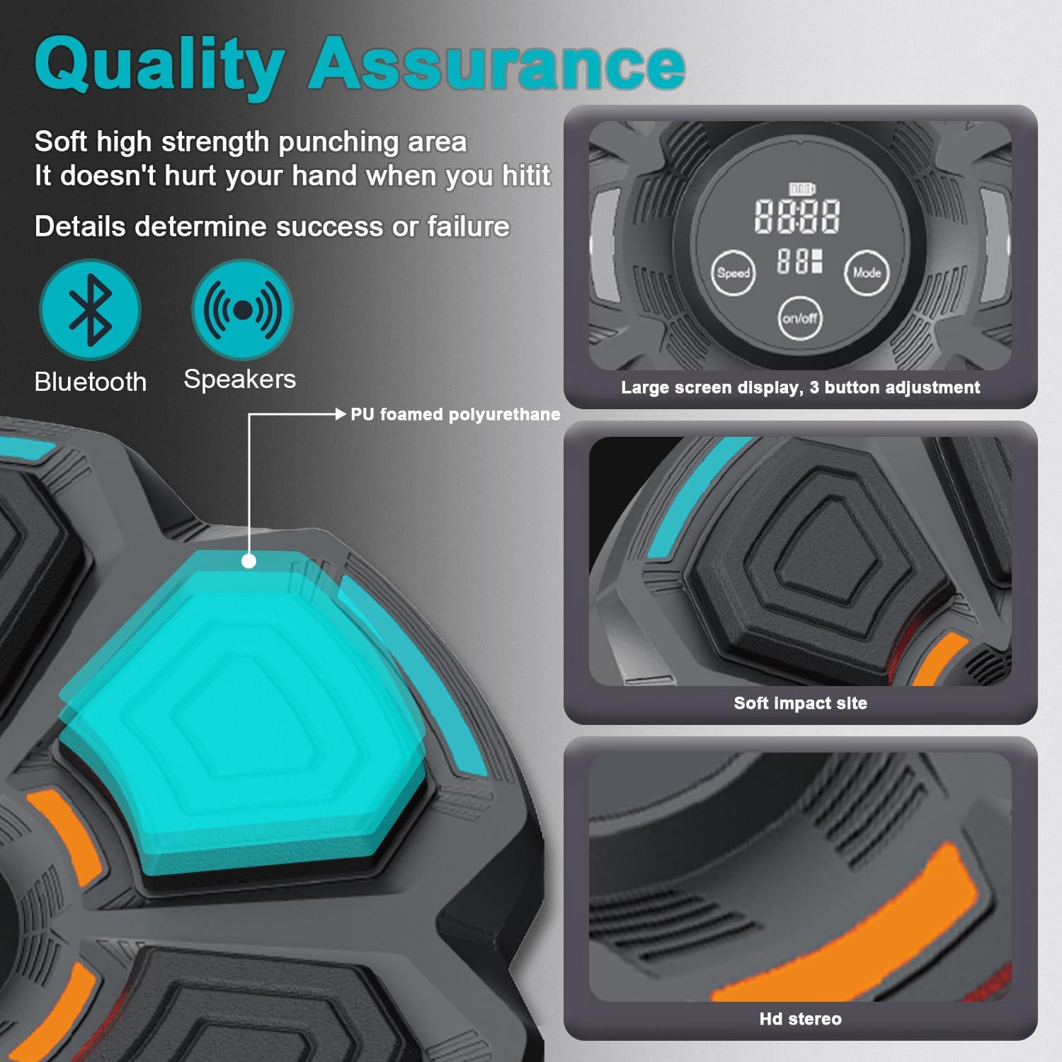 2024 Intelligent Bluetooth music Boxing Fitness Trainer, Wall Mounted Smart Bluetooth Music Boxing Trainer with LED, Electronic Focus Agility Training Digital Boxing for Adults and Kids