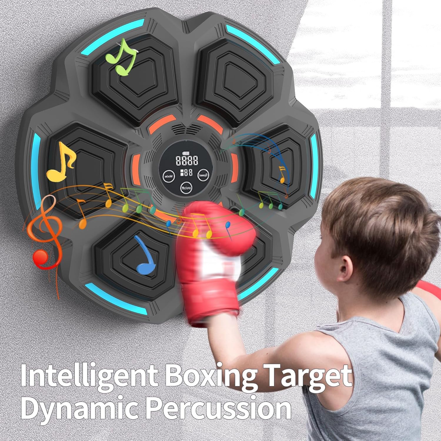 2024 Intelligent Bluetooth music Boxing Fitness Trainer, Wall Mounted Smart Bluetooth Music Boxing Trainer with LED, Electronic Focus Agility Training Digital Boxing for Adults and Kids