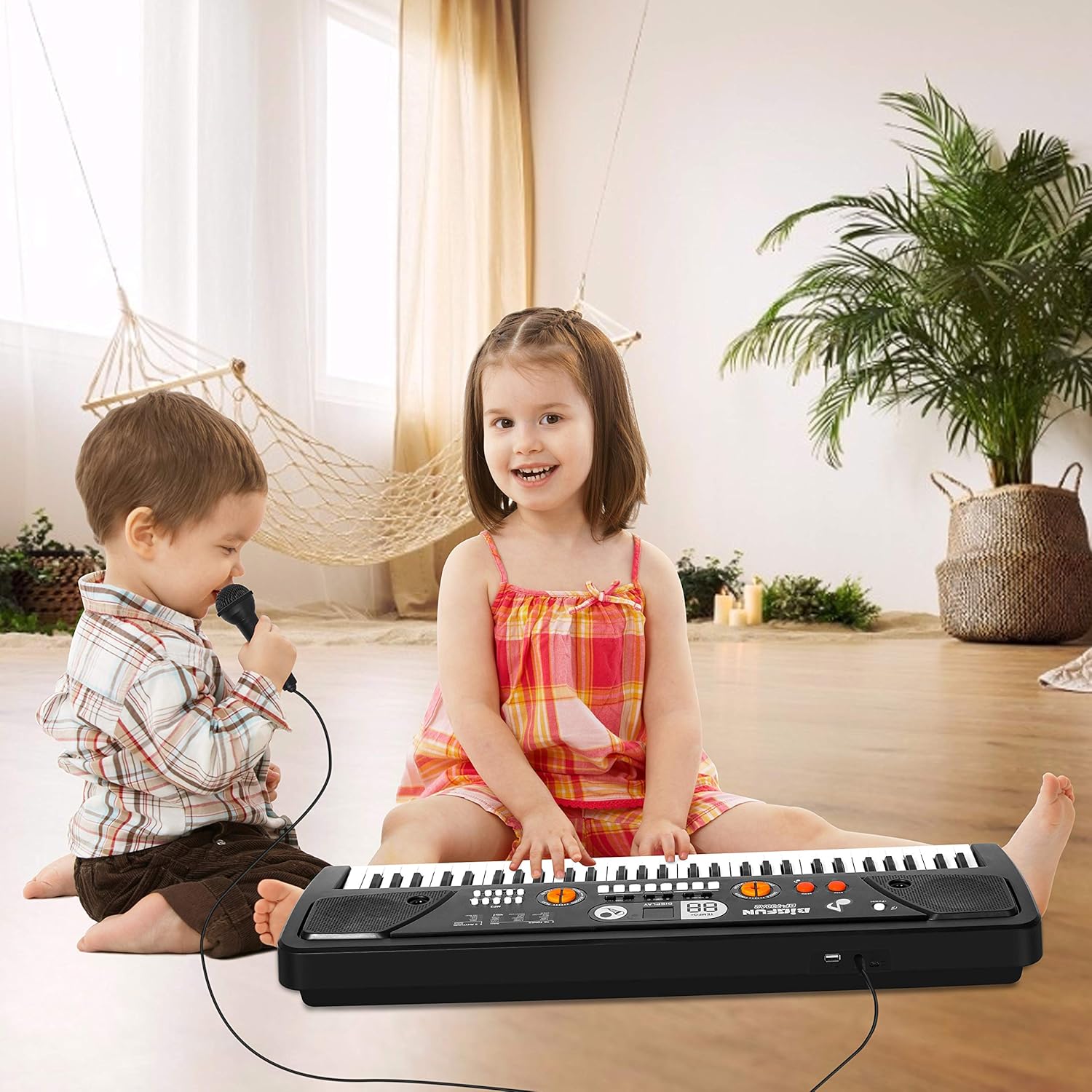 BIGFUN Piano for Kids with Microphone, Kids Piano Keyboard for Beginners Portable Electronic Keyboard with MP3 Function/ Led Display 61 Keys Musical Piano Toys for Boys Girls Ages 3-12
