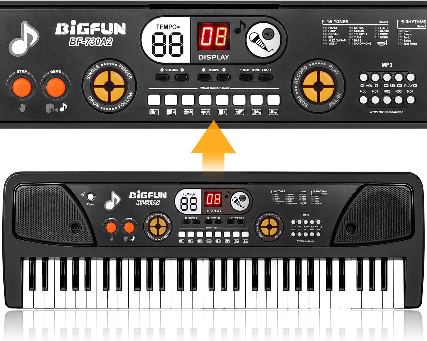 BIGFUN Piano for Kids with Microphone, Kids Piano Keyboard for Beginners Portable Electronic Keyboard with MP3 Function/ Led Display 61 Keys Musical Piano Toys for Boys Girls Ages 3-12