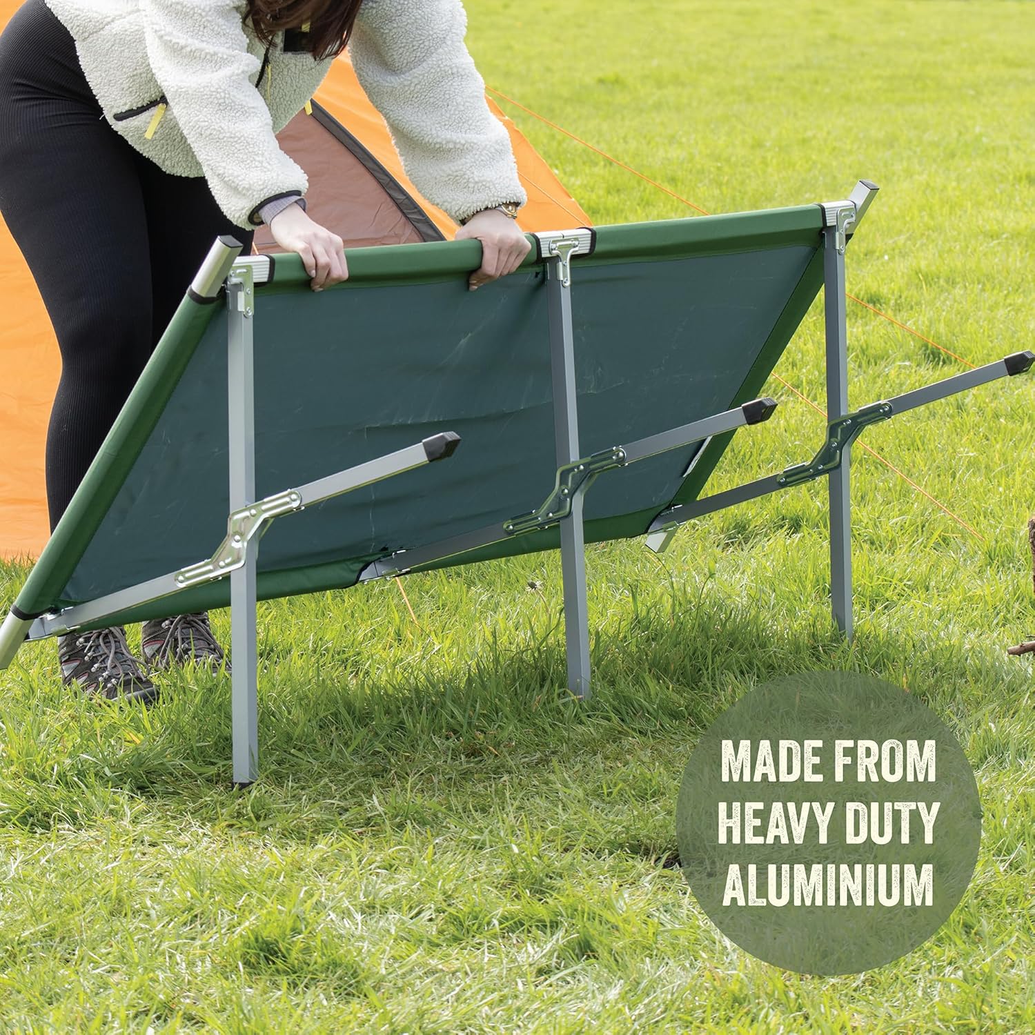 Foldable Camping Bed Folding Camping Bed/Lightweight & Portable/Aluminium Frame & 60 OD Polyester Fabric/Carry Bag Included/Camping, Festivals, Fishing