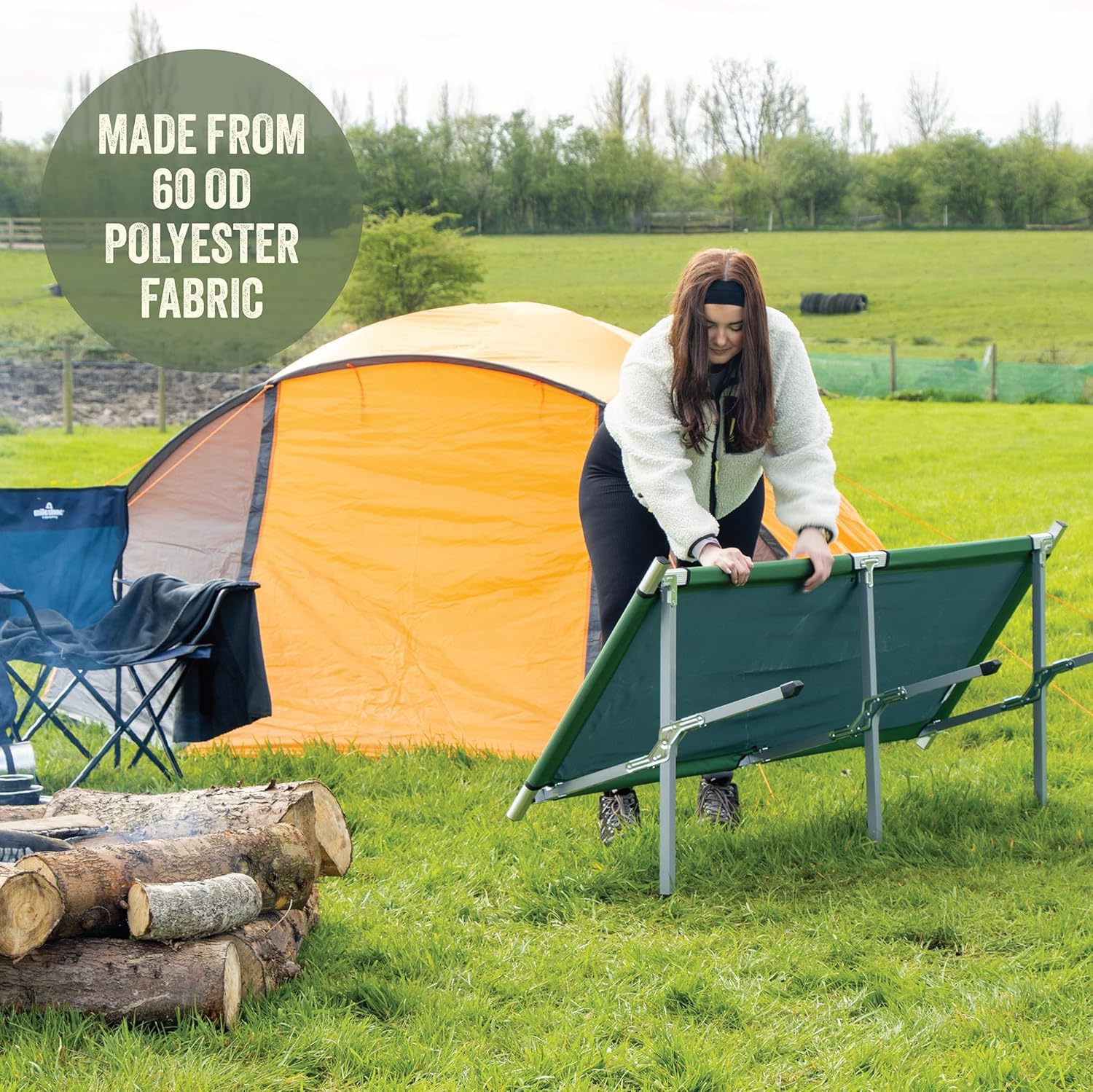 Foldable Camping Bed Folding Camping Bed/Lightweight & Portable/Aluminium Frame & 60 OD Polyester Fabric/Carry Bag Included/Camping, Festivals, Fishing