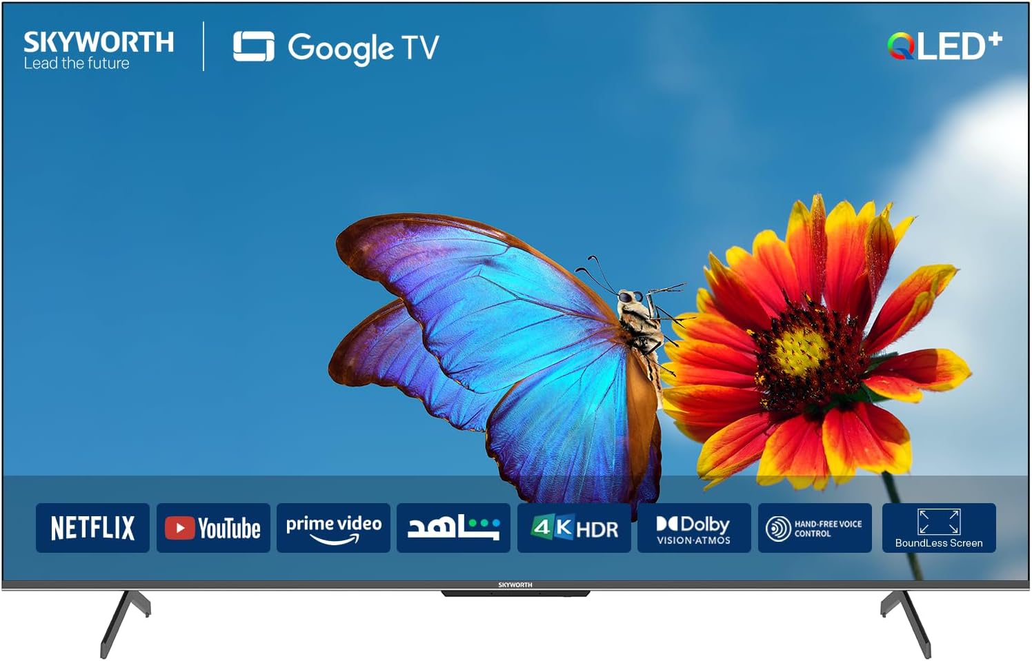 Skyworth 55 Inch 4K QLED HDR UHD SMART Google TV - 55G3B - Tv 55 Inches Netflix, Prime Video, Disney, YouTube, HDR, Dolby Vision, HDR10+ 16GB internal Storage