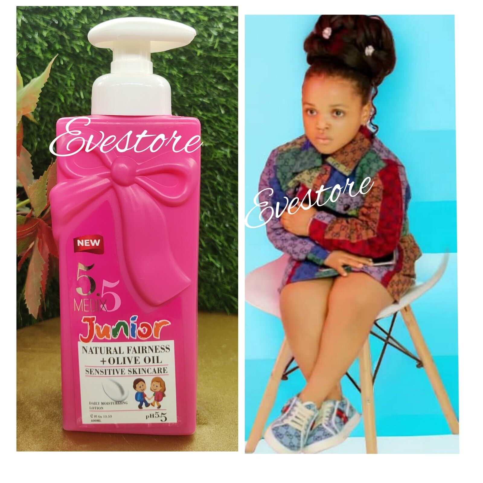 Medix 5.5 Junior Natural Fairness + Olive Oil Kids &Teens Moisturizing Body Loitn 400ml Powerful Hydration Cleansing Long-lasting Body Moisturizer, Gentle Enough To Be Used As Daily Facial Moisturizer