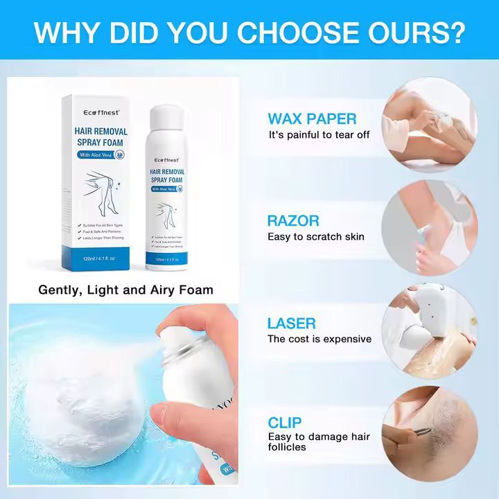 Disaar Permanent Hair Removal Spray Smooth & Painless Remove Hair Spray Foam For Men And Women Spray Removal Spray Face Arm Armpit Chest Back and Legs Skincare Hair Removal Cream