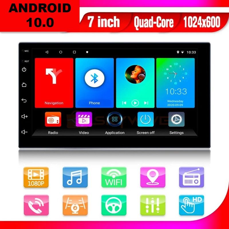 ABM 7 Inches Android Car Radio 32gb Rom + Free Camera Android 9.1 Operating System Two USB Function Multi-format Audio and Video Decoding, Support 1080P Full-format Support Phone Link Function