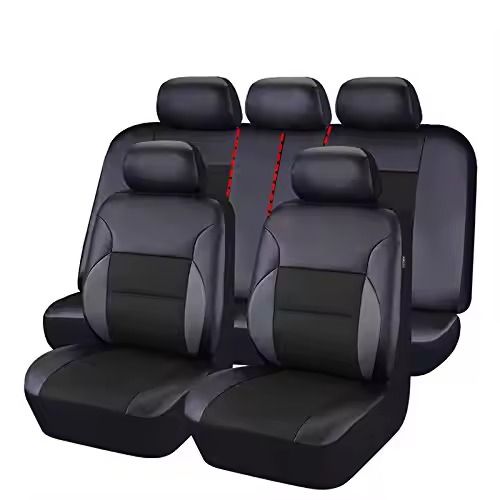 Breathable Fabric 5-Seater Car Seat Cover Set Breathable Fabric for All-Season Comfort Universal Fit for 5-Seater Cars Steering Wheel and Seat Belt Cover Included Enhanced Seat Protection