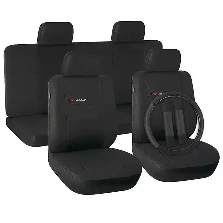 Breathable Fabric 5-Seater Car Seat Cover Set Breathable Fabric for All-Season Comfort Universal Fit for 5-Seater Cars Steering Wheel and Seat Belt Cover Included Enhanced Seat Protection