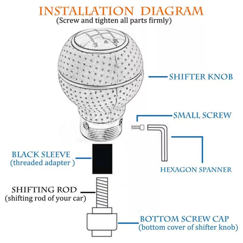 5/6 Speed Universal Manual Gear Stick Shift Knob Head Shifter Lever Universal Fit Ergonomic Grip Stylish Appearance Durable Construction Simple Installation