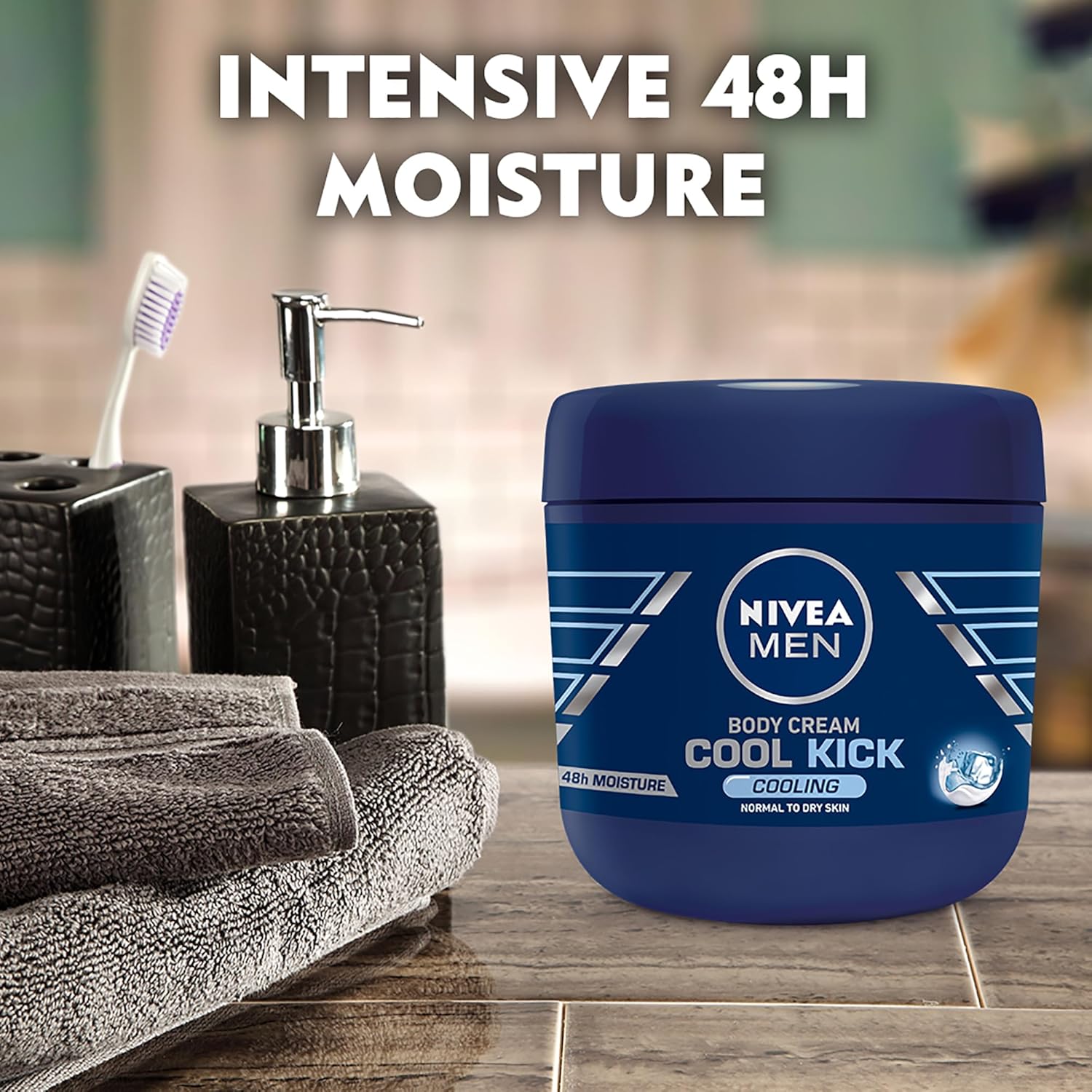 Cool Kick Body Cream – 400ml Fresh Moisturizing Cream for Men with Cooling Sensation, Long-Lasting Hydration, Non-Greasy, Fast Absorbing, Refreshes and Protects Dry Skin Daily