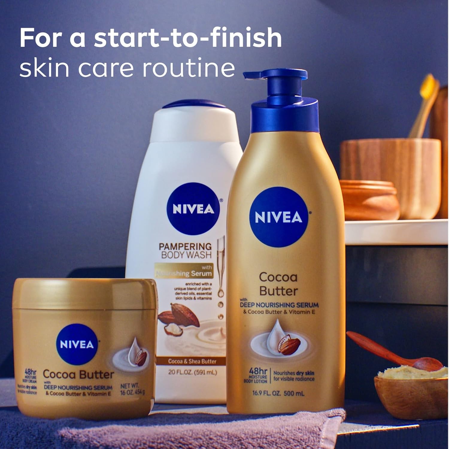 NIVEA Cocoa Butter Body Cream – 400ml Deep Moisture for Dry Skin Enriched with Cocoa Butter & Vitamin E Smooth & Glowing Skin, Long-Lasting Hydration Non-Greasy Daily Skincare for All Skin Types