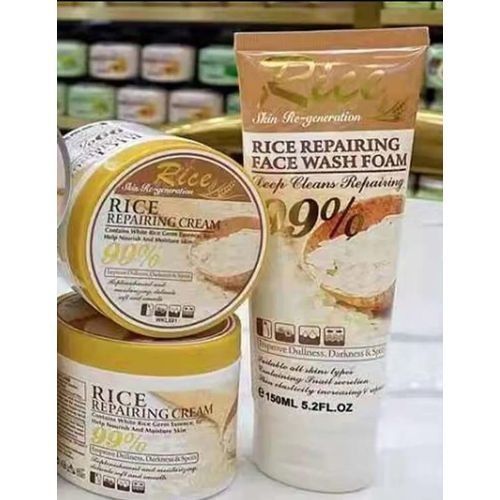 2 Packs Fruit of the Wokali Rice Set – 2‑Piece Rice Repairing Face Wash Foam & Nourishing Rice Repairing Cream Combo for Brightening, Anti‑Dark Spots, Hydration & Skin Regeneration