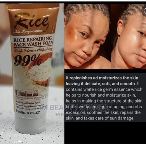 2 Packs Fruit of the Wokali Rice Set – 2‑Piece Rice Repairing Face Wash Foam & Nourishing Rice Repairing Cream Combo for Brightening, Anti‑Dark Spots, Hydration & Skin Regeneration