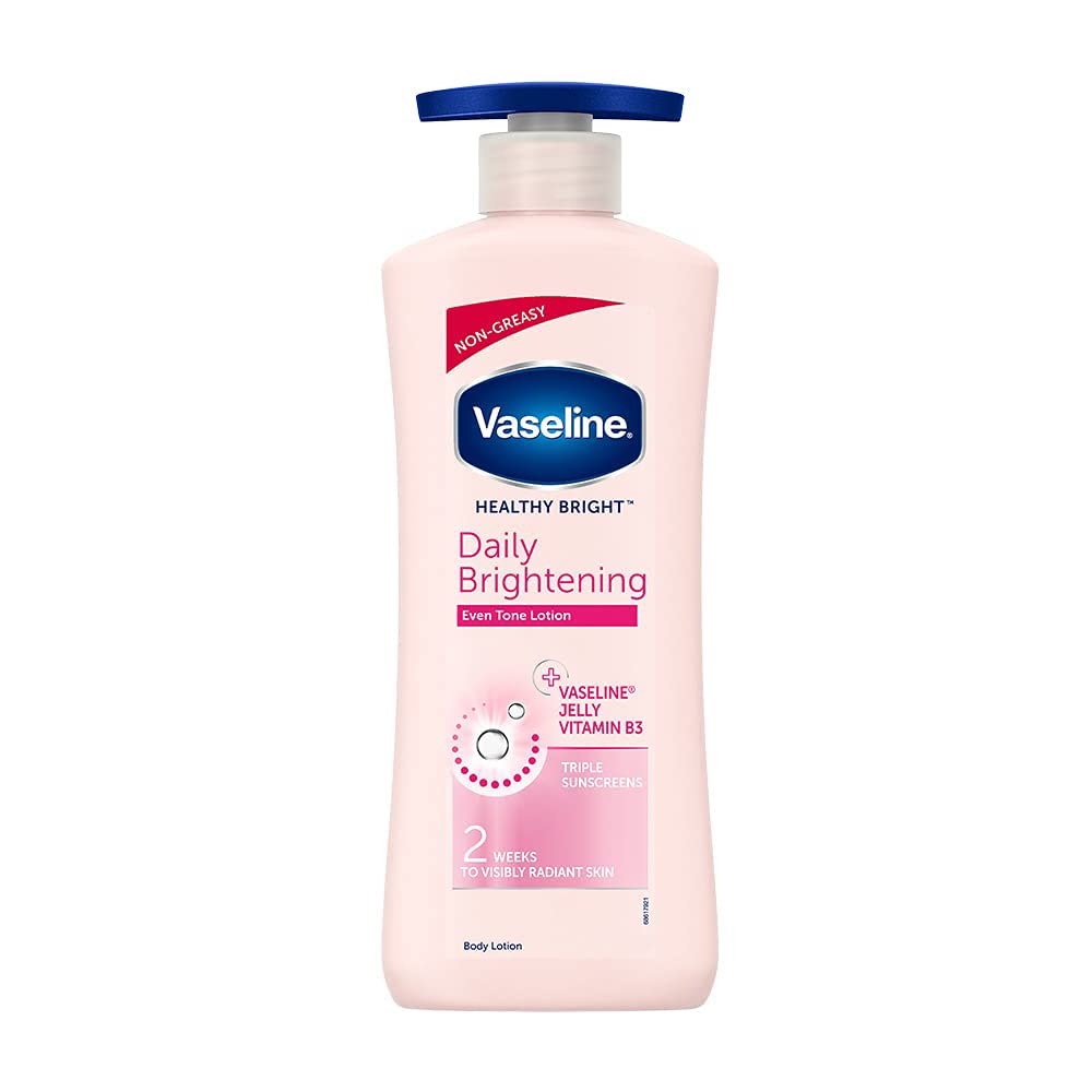 Vaseline Daily Brightening Body Lotion 600 ml – Fast-Absorbing Hydration with Vitamin B3, Triple Sunscreen & Vaseline Jelly – Evens Tone, Restores Radiance & Repairs Dry Skin