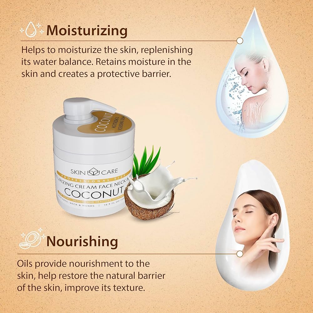 Natural Skin Care Coconut Oil Body Cream – Ultra-Moisturizing & Nourishing Body Lotion with Virgin Coconut Oil & Vitamin E – Deep Hydration, Soothes Dry Skin, Silky Smooth Finish (500 ml)