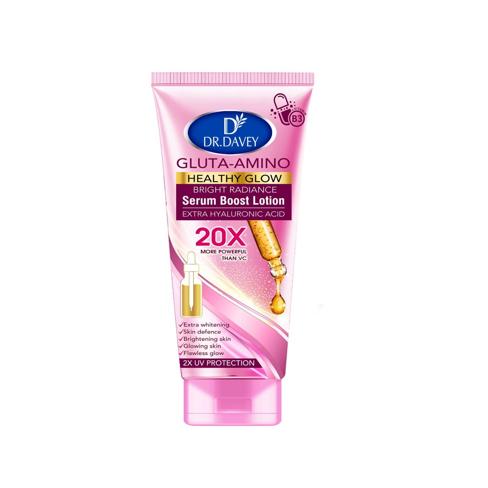 Dr Davey Gluta VC Retinol Serum Boost Lotion 300 ml – Brightening & Firming Body Lotion with Glutathione, Vitamin C & Retinol – Lightweight, Hydrating, Tone-Enhancing Formula