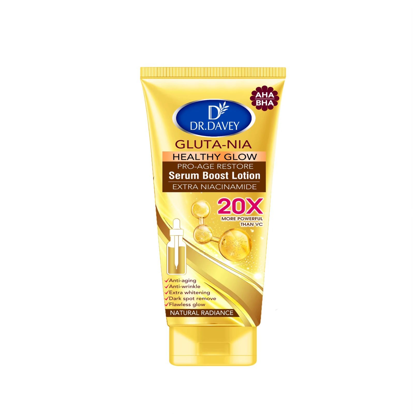 Dr Davey Gluta VC Retinol Serum Boost Lotion 300 ml – Brightening & Firming Body Lotion with Glutathione, Vitamin C & Retinol – Lightweight, Hydrating, Tone-Enhancing Formula