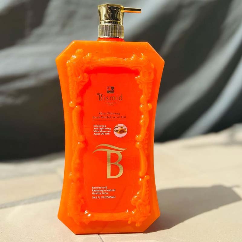 Bismid Carrot & Argan Oil Shower Gel 1000 ml – Skin-Glowing Bath Gel with Exfoliating Carrot, Nourishing Argan & Vitamin C – Brightens, Softens & Revitalizes Skin