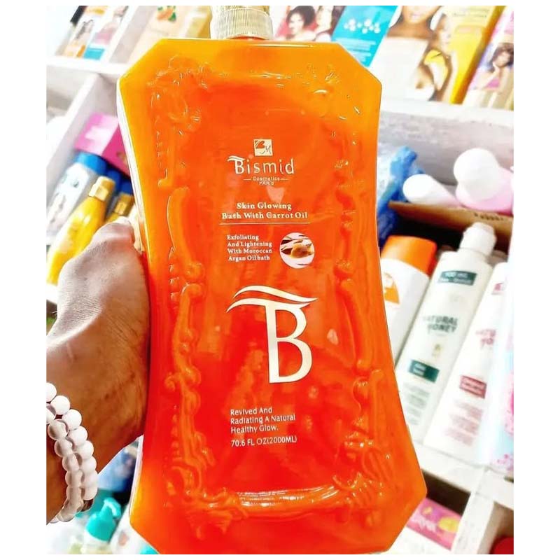 Bismid Carrot & Argan Oil Shower Gel 1000 ml – Skin-Glowing Bath Gel with Exfoliating Carrot, Nourishing Argan & Vitamin C – Brightens, Softens & Revitalizes Skin