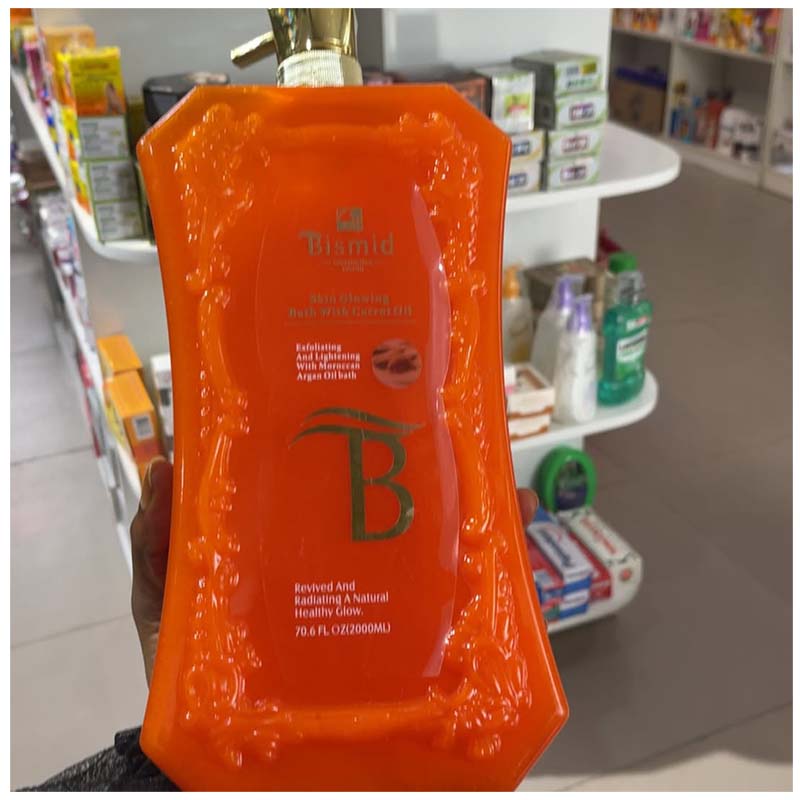 Bismid Carrot & Argan Oil Shower Gel 1000 ml – Skin-Glowing Bath Gel with Exfoliating Carrot, Nourishing Argan & Vitamin C – Brightens, Softens & Revitalizes Skin