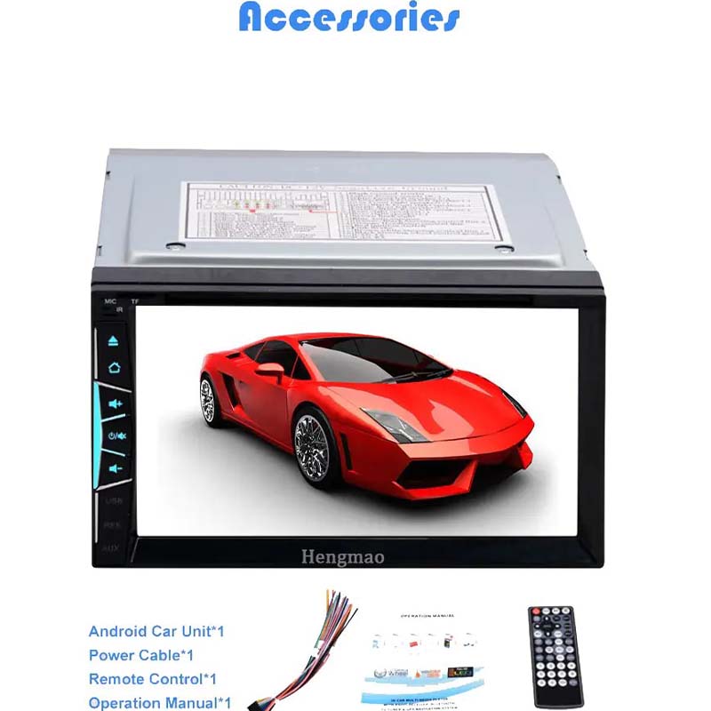 7-Inch Car Radio Touchscreen Unit – Double DIN Multimedia Receiver with Wireless CarPlay & Android Auto, Bluetooth, GPS Navigation, Backup Camera Input & Steering Wheel Control Receiver with Wireless