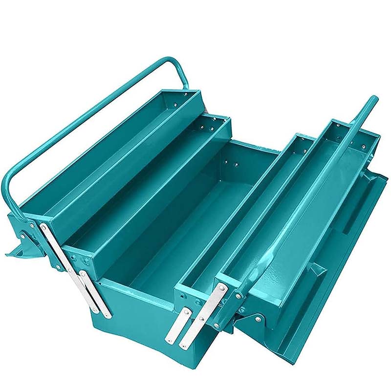 Total THT10701 3-Layer Metal Tool Box – Heavy-Duty Steel Cantilever Case (495×200×290 mm) with Rust-Resistant Coating, Reinforced Handle, Secure Storage for Garage & Workshop Tools