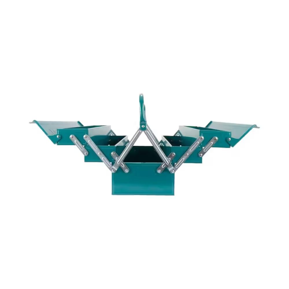 Total THT10701 3-Layer Metal Tool Box – Heavy-Duty Steel Cantilever Case (495×200×290 mm) with Rust-Resistant Coating, Reinforced Handle, Secure Storage for Garage & Workshop Tools