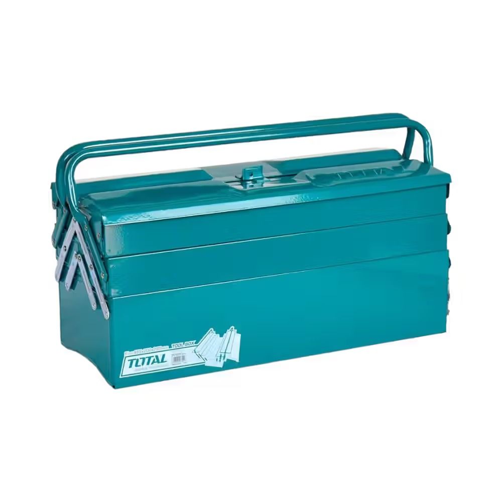 Total THT10701 3-Layer Metal Tool Box – Heavy-Duty Steel Cantilever Case (495×200×290 mm) with Rust-Resistant Coating, Reinforced Handle, Secure Storage for Garage & Workshop Tools