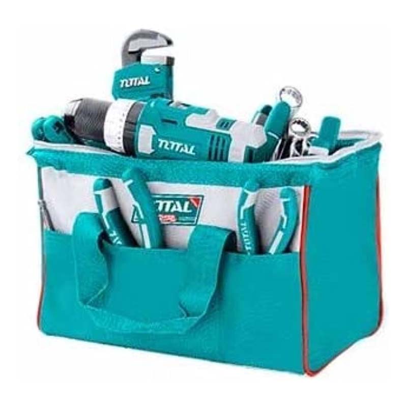 Total Tool Bag THT261625 – 16″ Heavy-Duty Oxford Fabric Tool Storage Bag with Wide Opening, Multiple Pockets, Reinforced Handles for Professional Technicians, Electricians & DIY Tool Organization