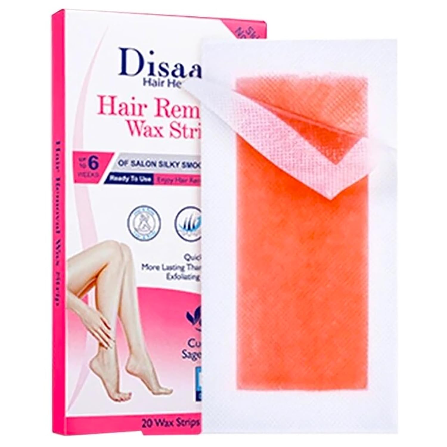 Disaar Hair Removal Wax Strip Ready To Use At Home Armpit Leg Arm Bikini Area Natural Plant Extract Soothing Soft Skin 20PCS (Dry Skin (Argan Oil + Shea Butter))