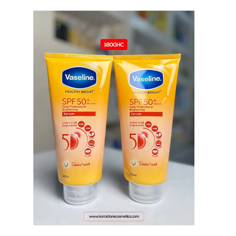 Vaseline Serum SPF 50 Bright Sunscreen Body Lotion Sun Protection With UVA UVB Defense Brightening Moisturizing Serum For Soft Smooth Skin Non Greasy Fast Absorbing Daily Sunblock For Dark Spot Preven