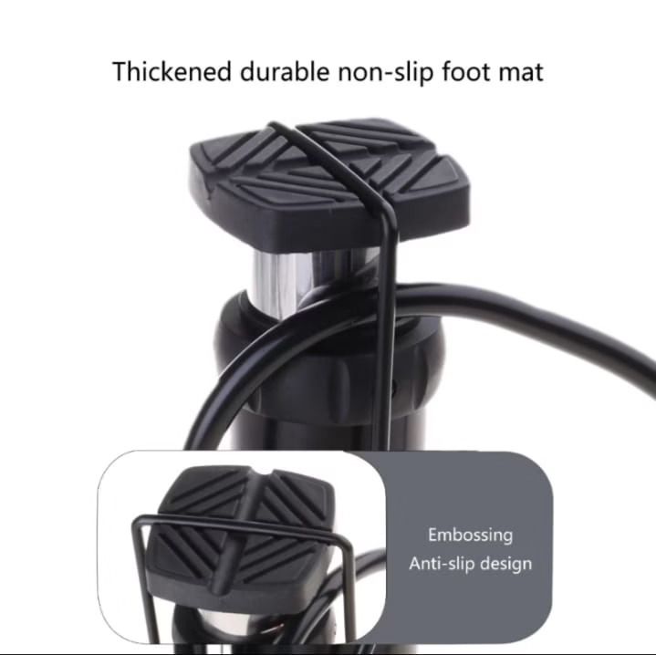 High-Pressure Portable Foot Pump with Pressure Gauge – Car, Motorcycle & Bicycle Tyre Inflator, Multi-Valve Adapters, Heavy-Duty Manual Air Pump