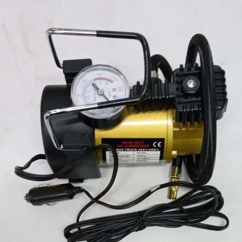 Generic Car Air Compressor Pump Tyre Inflator – Portable Vehicle & Bicycle Tire Air Pump with Pressure Gauge and Multi-Nozzle Adapters