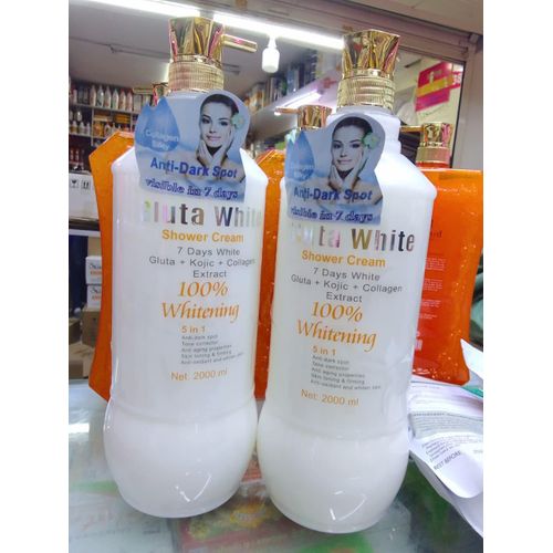 Gluta White 7 Days White Shower Cream – Glutathione, Kojic Acid & Collagen Extract Body Wash, 5-in-1 Whitening & Moisturizing – 2000ml