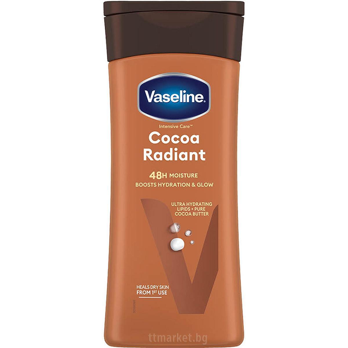 Vaseline Cocoa Glow Body Lotion 400 ml – Deep Moisturising Lotion with Pure Cocoa & Shea Butter, Non-Greasy Quick-Absorbing Formula for Soft Glowing Skin, Daily Moisture Care