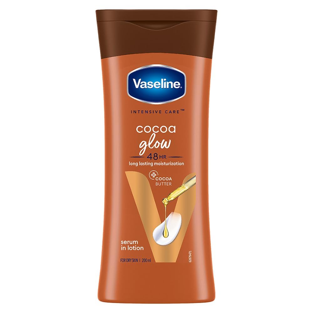 Vaseline Cocoa Glow Body Lotion 400 ml – Deep Moisturising Lotion with Pure Cocoa & Shea Butter, Non-Greasy Quick-Absorbing Formula for Soft Glowing Skin, Daily Moisture Care