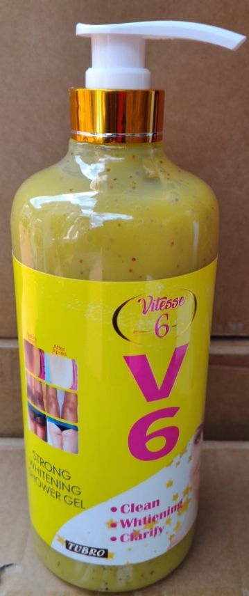 Vitesse 6 V6 Clean Whitening Clarifying Shower Gel Strong Whitening Body Wash Deep Cleansing Anti Dark Spots Brightening Skin Tone Refreshing Bath Gel For Men And Women