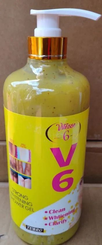 Vitesse 6 V6 Clean Whitening Clarifying Shower Gel Strong Whitening Body Wash Deep Cleansing Anti Dark Spots Brightening Skin Tone Refreshing Bath Gel For Men And Women