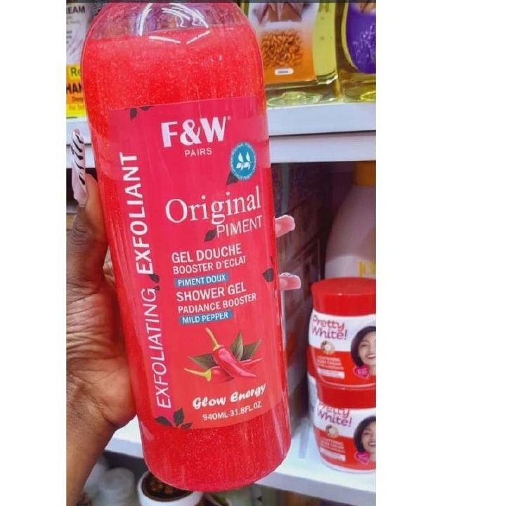 F And W Original Piment Gel Douche Booster D’Eclat Mild Pepper Exfoliating Shower Gel 940ml Radiance Booster Body Wash Glow Energy Brightening Scrub Deep Cleansing Shower Bath Gel