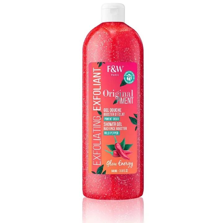 F And W Original Piment Gel Douche Booster D’Eclat Mild Pepper Exfoliating Shower Gel 940ml Radiance Booster Body Wash Glow Energy Brightening Scrub Deep Cleansing Shower Bath Gel