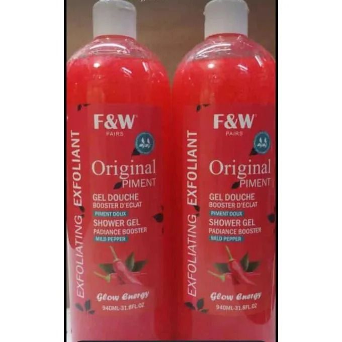 F And W Original Piment Gel Douche Booster D’Eclat Mild Pepper Exfoliating Shower Gel 940ml Radiance Booster Body Wash Glow Energy Brightening Scrub Deep Cleansing Shower Bath Gel