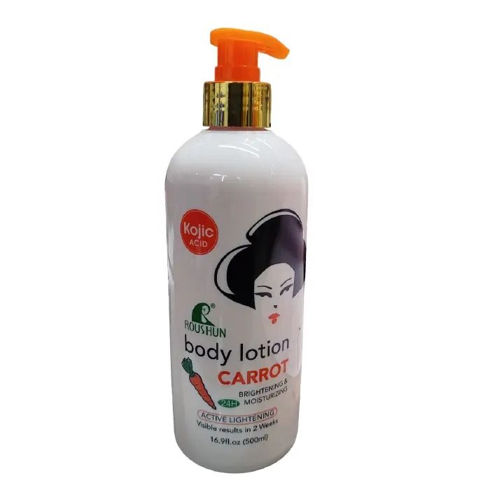 Kojic Acid Roushun Carrot Body Lotion 500ml | Brightening & Moisturizing Skin Lightening Cream | 24H Active Whitening Fades Dark Spots, Even Skin Tone & Visible Results in 2 Weeks