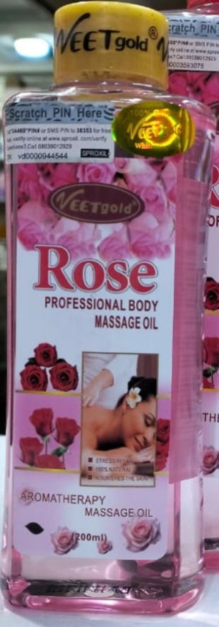 Veetgold Rose Professional Body Massage Oil 200ml Aromatherapy Moisturizing & Nourishing Skin Oil for Full Body Massage, Deep Hydration & Relaxation, Soft Smooth Skin Natural Scent
