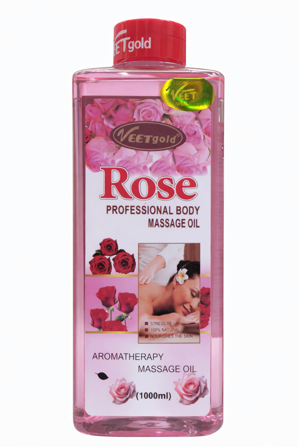 Veetgold Rose Professional Body Massage Oil 1000ml Aromatherapy Deep Moisturizing & Nourishing Skin Oil, Calming Floral Rose Scent, Relaxation & Smooth Skin, Full Body Spa Care