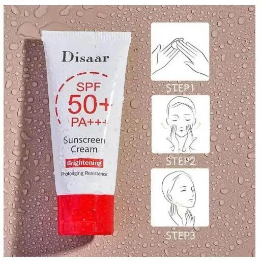 Disaar Sunscreen Cream SPF 50+ PA+++ UVA/UVB Protection with Retinol & Lemon Extract, Brightening UV Shield, Anti-Photoaging & Skin Renewal, Daily Face & Body Sunblock 50g