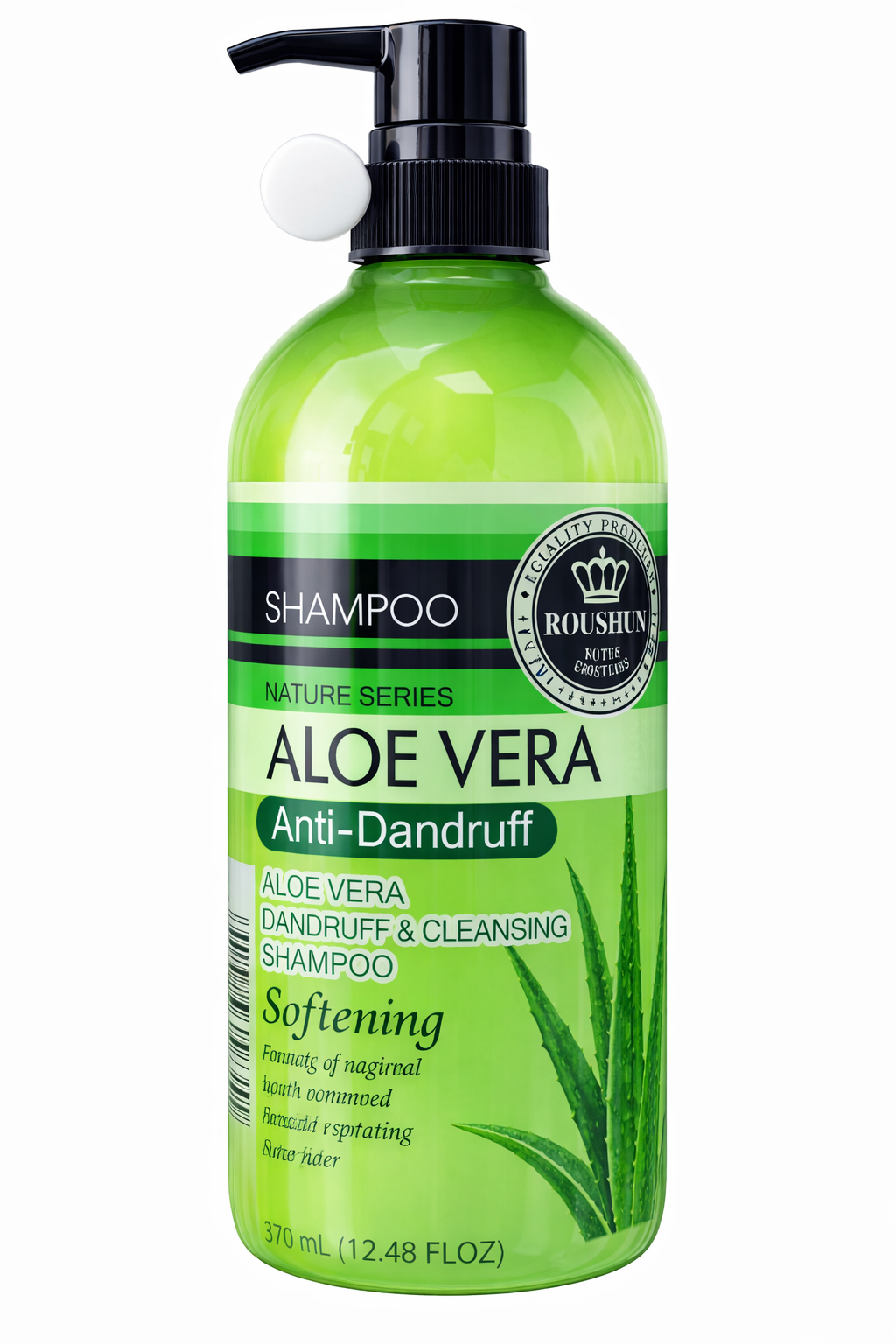 Roushun Aloe Vera Anti-Dandruff Cleansing Shampoo 370ml Moisturizing Nourish Scalp Hair Care Deep Clean Hydration Soothing Aloe Extract Reduce Flakes Soft Smooth Hair For All Hair Types