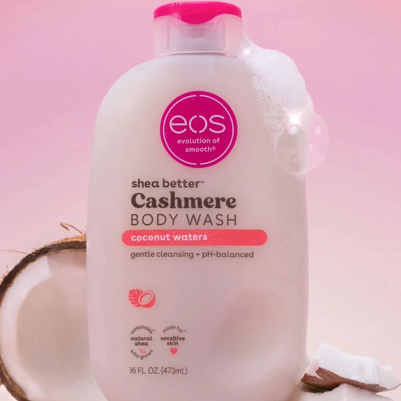 EOS Shea Better Glowing Body Wash Coconut Waters 1000ml Moisturizing 7 Oils + Goat’s Milk Anti-Aging Sun Protection Hydrating Nourish Soft Smooth Skin Daily Cleanse For Dry Skin