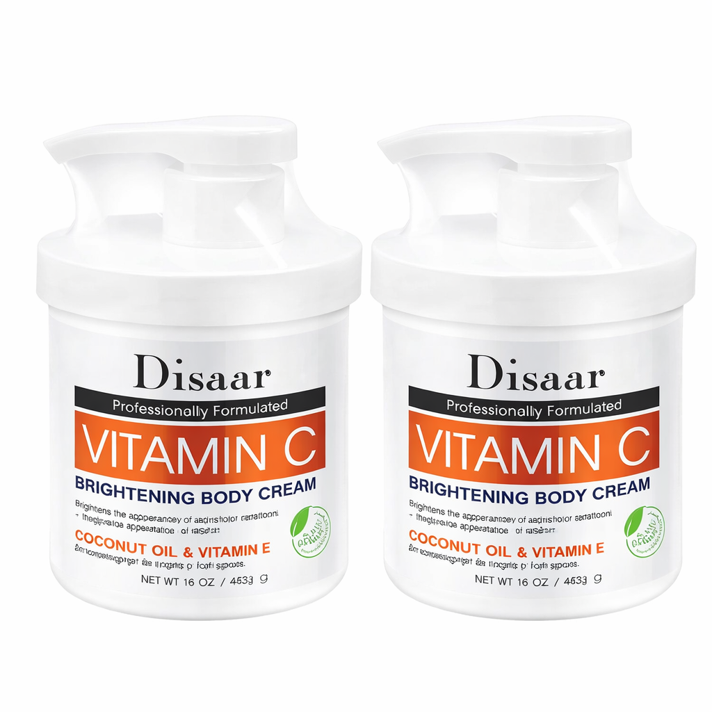 Disaar Vitamin C Brightening Body Cream 453g – Coconut Oil & Vitamin E Skin Brightener, Age Spot Remover, Improves Skin Discoloration, Moisturizing Nourishing Full Body Cream
